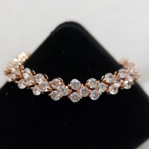 Bracelet Swarovski Crystal Bridal Bracelet Rose Gold CZ Wedding Bracelet